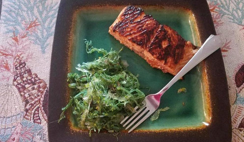 Glazed Salmon with Seaweed Salad